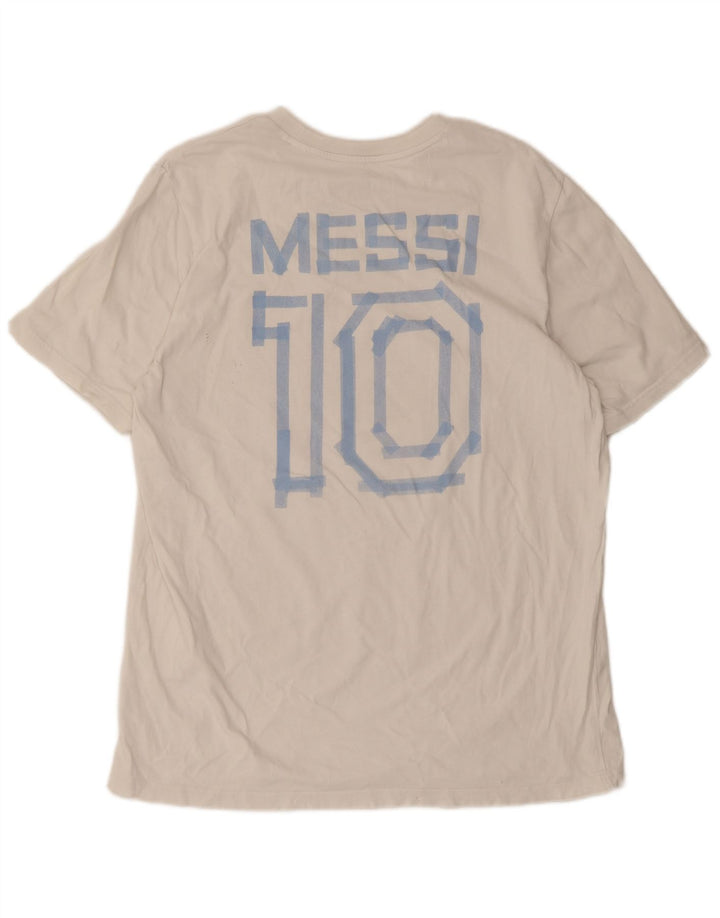 Adidas Herre MESSI Grafisk T-Shirt Top Stor Hvid Bomuld