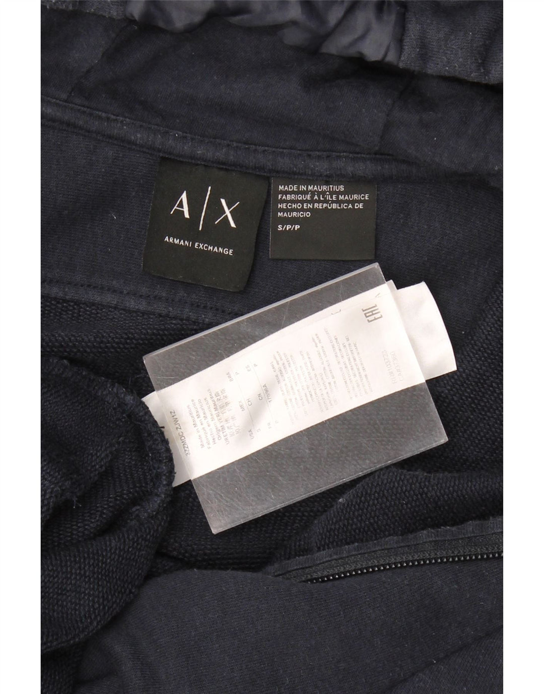 ARMANI EXCHANGE Mens Zip Hoodie Sweater Small Navy Blue Cotton