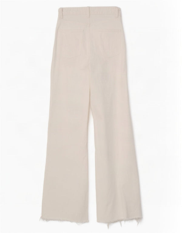 Zara Dame Jeans med brede ben EU 34 2XS W24 L33 Off White Bomuld
