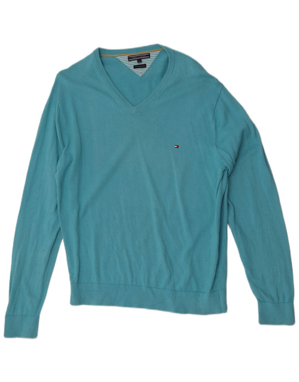 Tommy Hilfiger Herre V-hals sweater XL Blå Bomuld