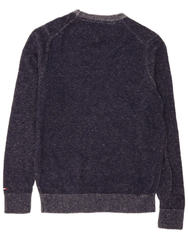 Tommy Hilfiger Herre Graphic Crew Neck Jumper Sweater Medium Navy Blue Wool