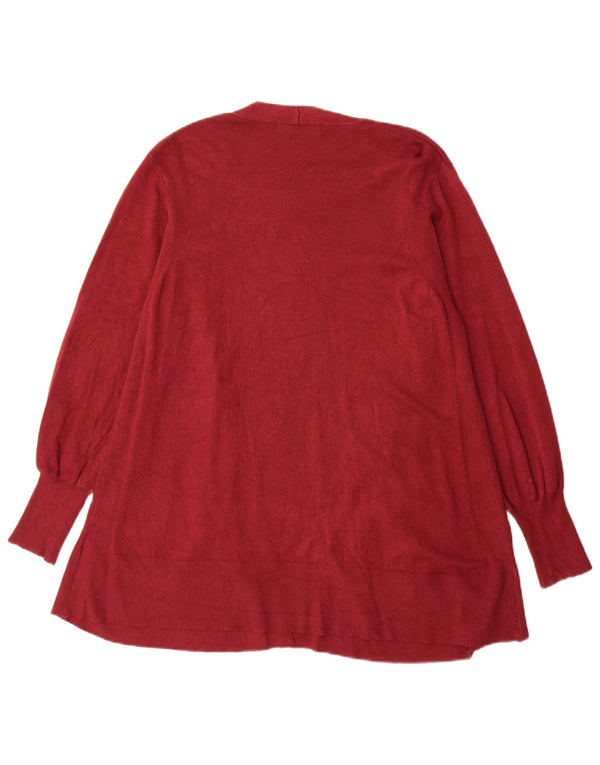 Marks & Spencer Dame Longline Open Cardigan Sweater UK 14 Medium Burgundy