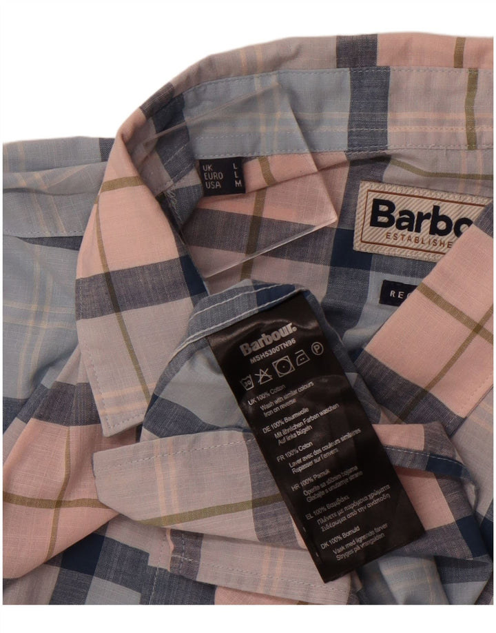 BARBOUR Herre Regular Fit kortærmet skjorte mellemblå ternet bomuld