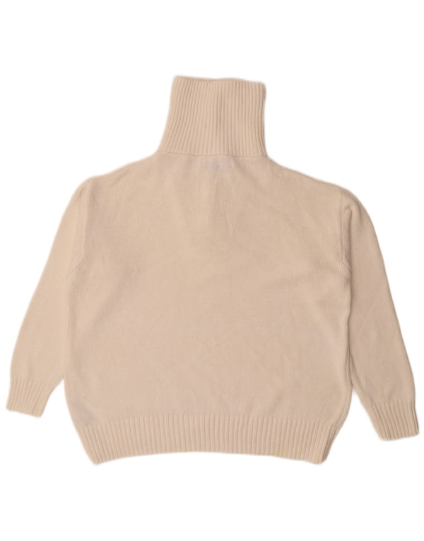 Zara Dame Oversized Zip Neck Jumper Sweater UK 10 Small Off White Bomuld