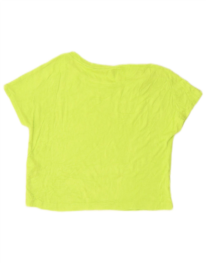 Zara Womens Crop T-Shirt Top UK 12 Medium Green Viscose
