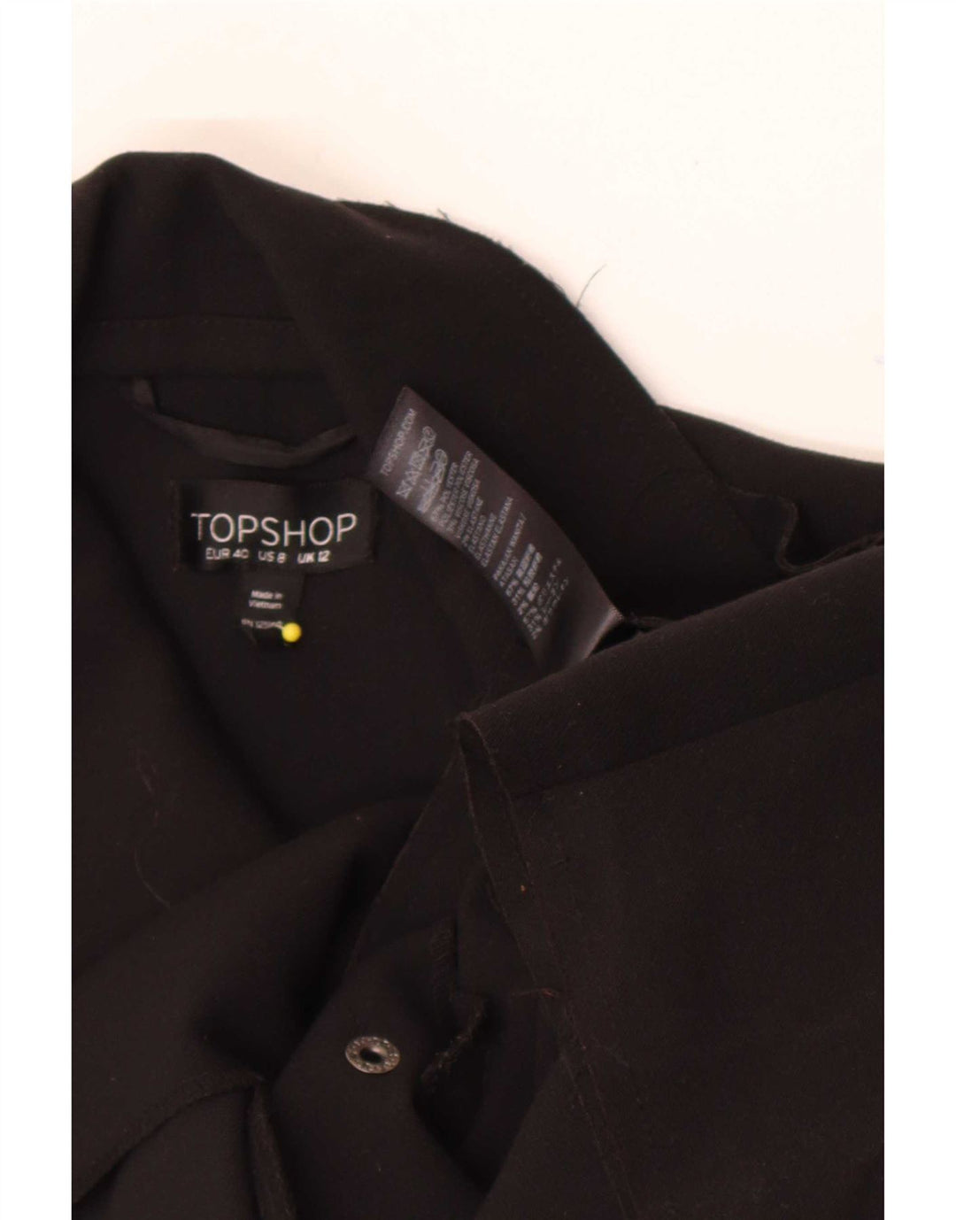 Topshop Kvinder Short Trench Coat UK 12 Medium Sort Polyester