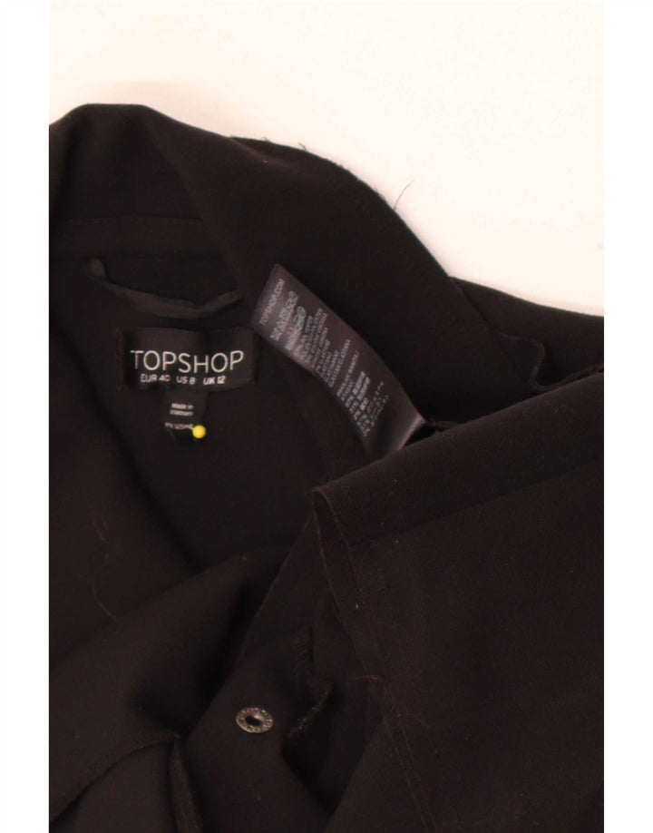 Topshop Kvinder Short Trench Coat UK 12 Medium Sort Polyester