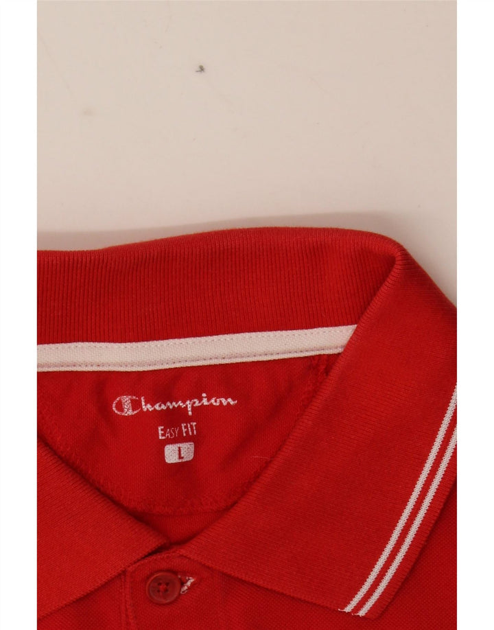CHAMPION Mens Polo Shirt Large Red Cotton Vintage Champion and Second-Hand Champion from Messina Hembry 