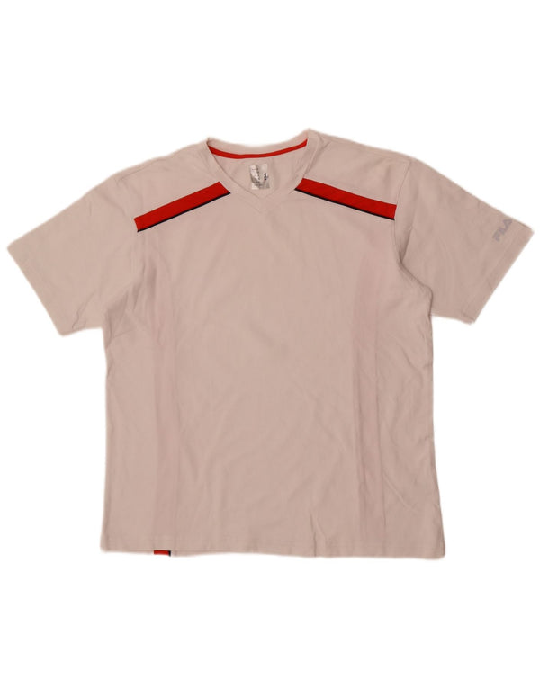 Fila Herre T-Shirt Top Medium White Colourblock Polyamid