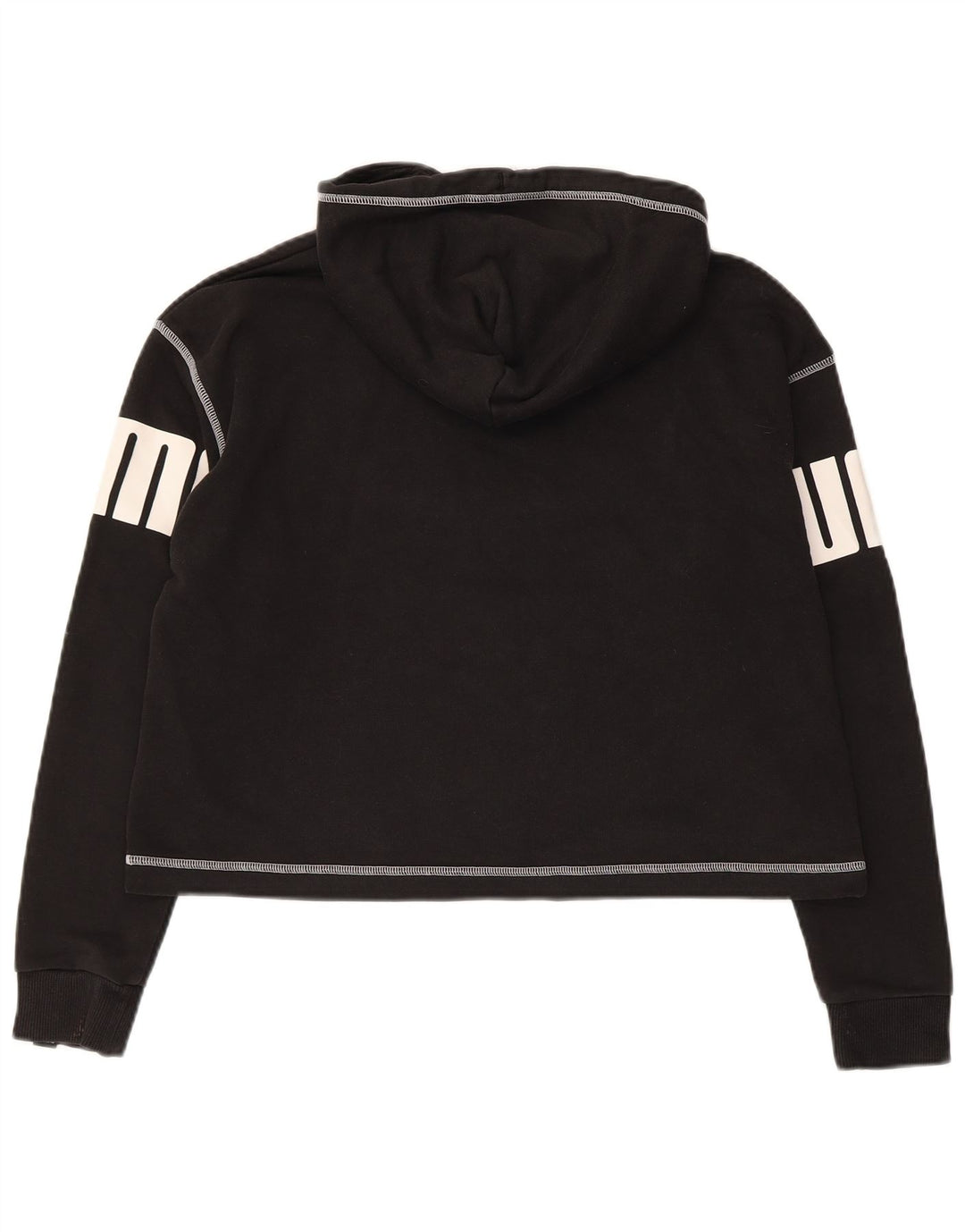 Puma Graphic Oversized Hoodie Jumper UK 10 Small Black