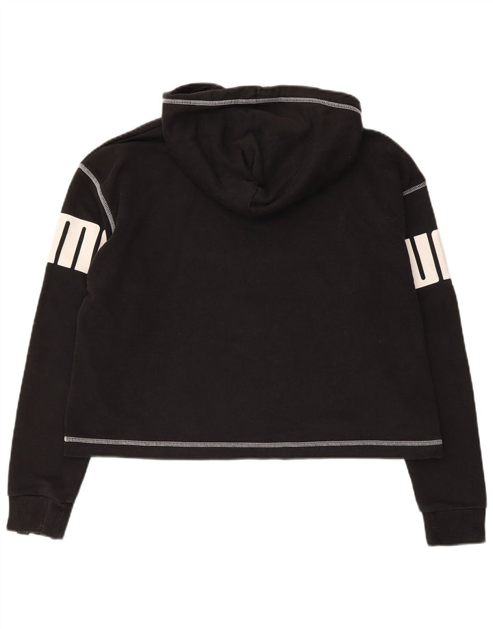 Puma Graphic Oversized Hoodie Jumper UK 10 Small Black