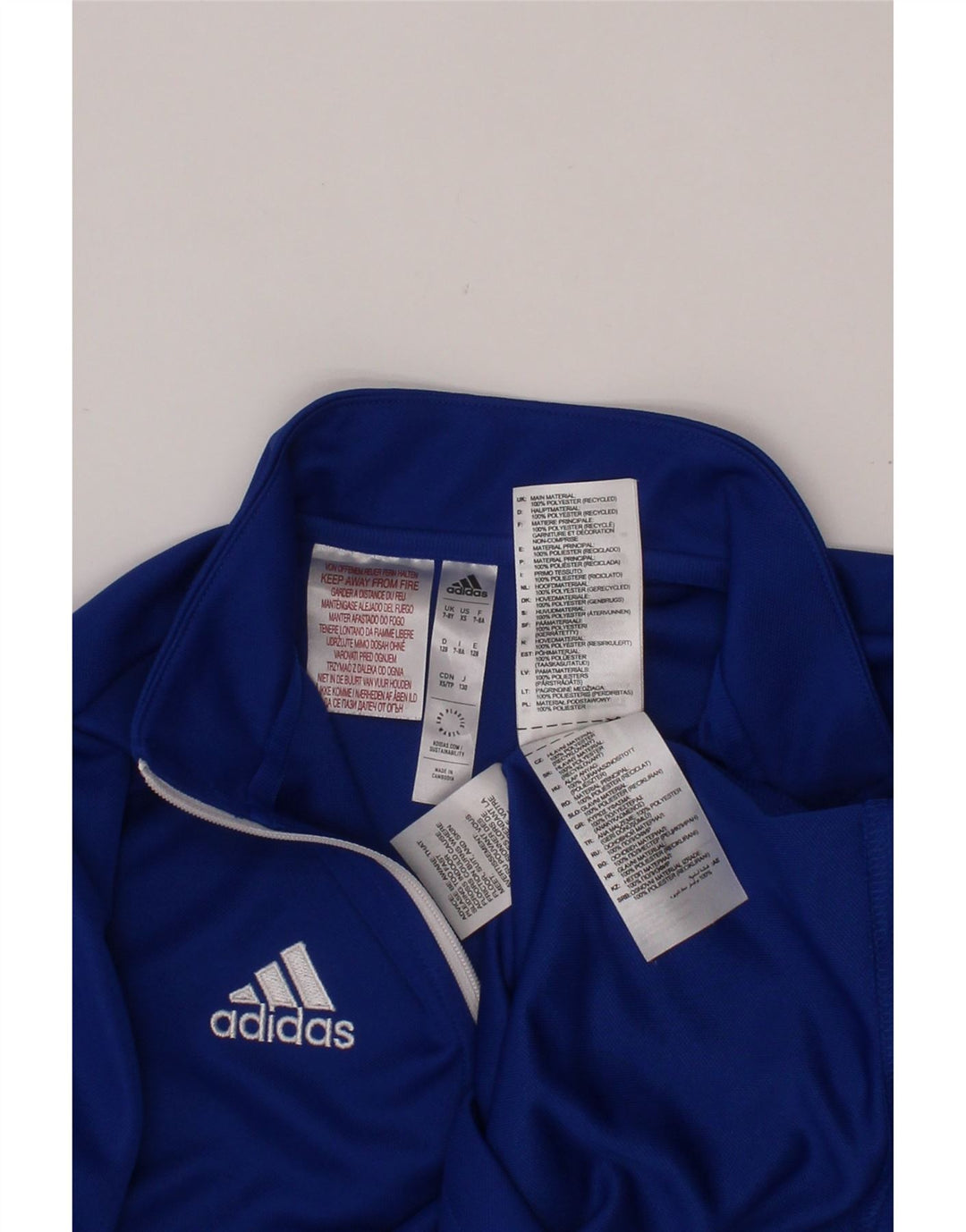 ADIDAS Boys Aeroready Zip Neck Pullover Træningsdragt Top 7-8 år Blå