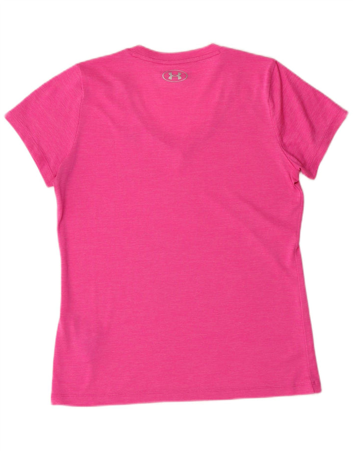 UNDER ARMOUR Dame Heat Gear T-Shirt Top UK 10 Small Pink Polyester