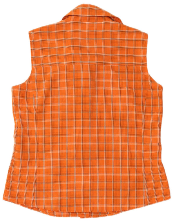 Jack Wolfskin Womens Travel Ærmeløs skjorte UK 14/16 Large Orange Plaid