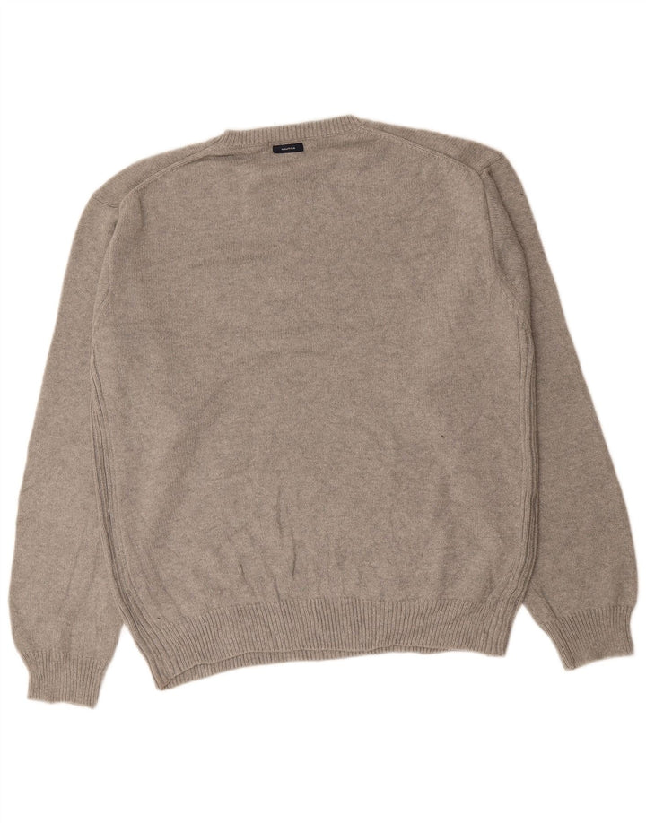 NAUTICA Mens Crew Neck Jumper Sweater XL Grey Cotton
