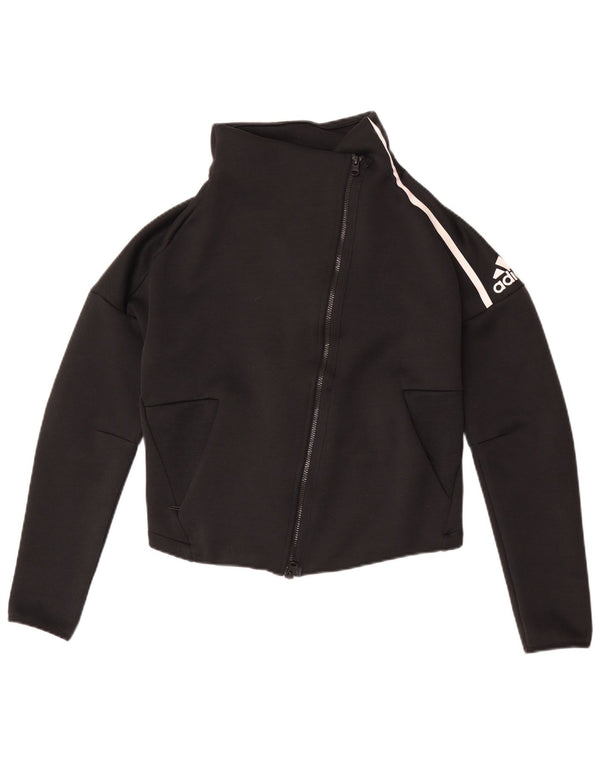Adidas Womens Crop træningsdragt topjakke UK 8/10 Small Black Polyester