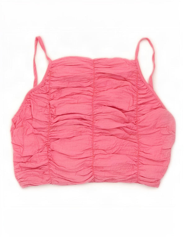 Zara Dame Ærmeløs Crop Top UK 6 XS Pink