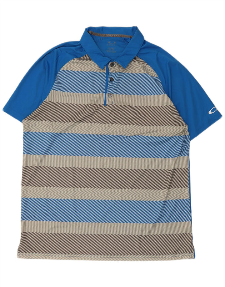 Oakley Herre Polo Shirt XL Blå Stribet Polyester