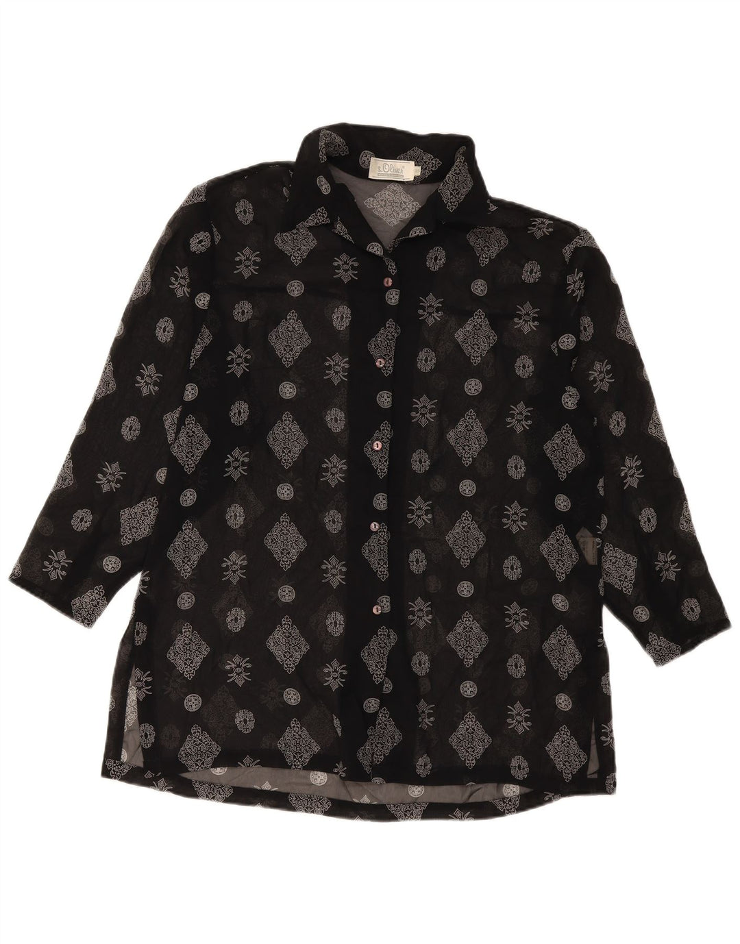 S.Oliver Womens Longline skjortebluse EU 36 Small Black Floral Polyester