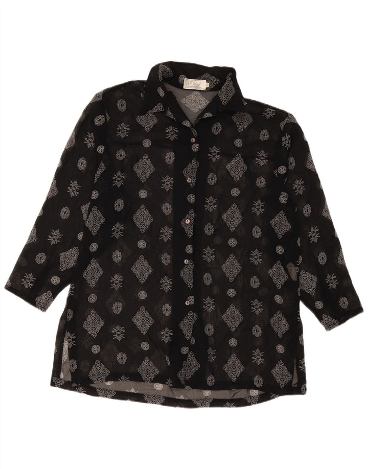 S.Oliver Womens Longline skjortebluse EU 36 Small Black Floral Polyester
