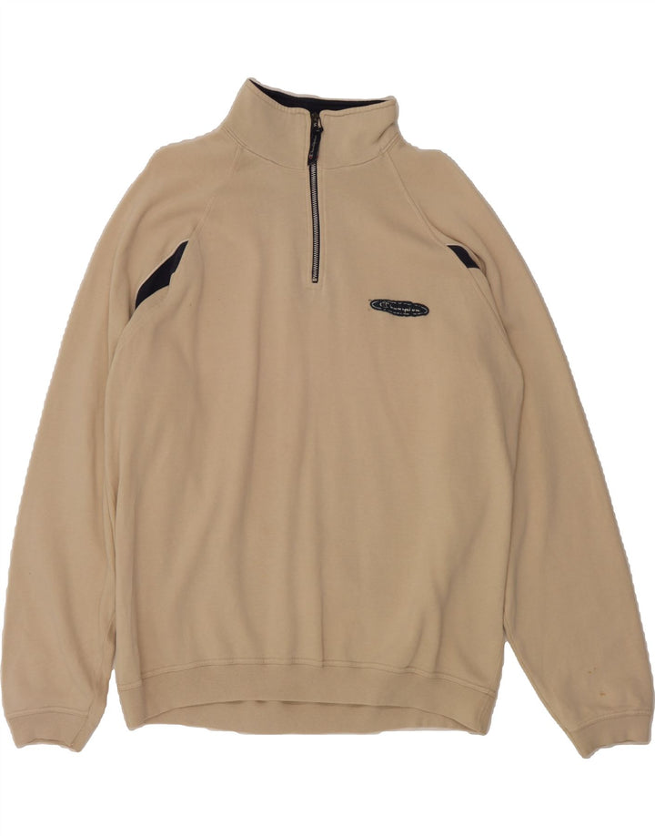 CHAMPION Mens Zip Neck Sweatshirt Jumper XL Beige Cotton Vintage Champion and Second-Hand Champion from Messina Hembry 