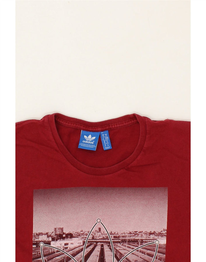 ADIDAS Mens Graphic T-Shirt Top Medium Red Cotton Vintage Adidas and Second-Hand Adidas from Messina Hembry 