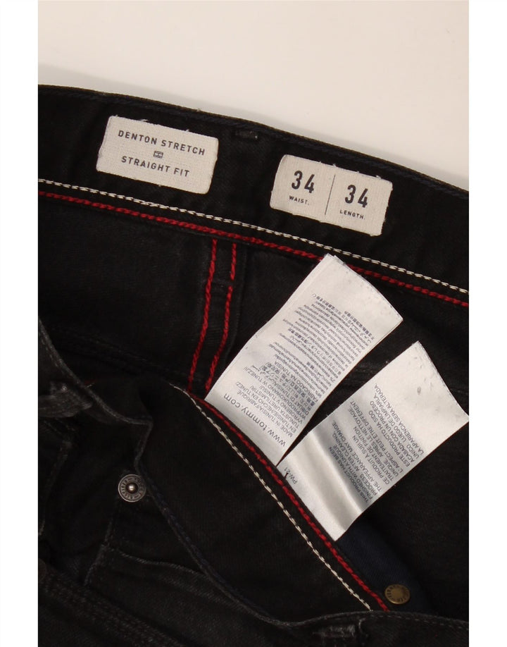 TOMMY HILFIGER Herre Denton Straight Jeans W34 L34 Sort Bomuld