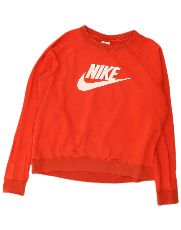 Nike Dame Grafisk Sweatshirt Jumper UK 14 Medium Rød Bomuld
