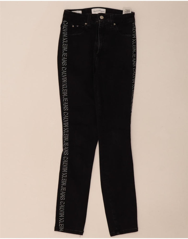 CALVIN KLEIN Kvinders Grafiske Skinny Jeans W27 L30 Sort Bomuld