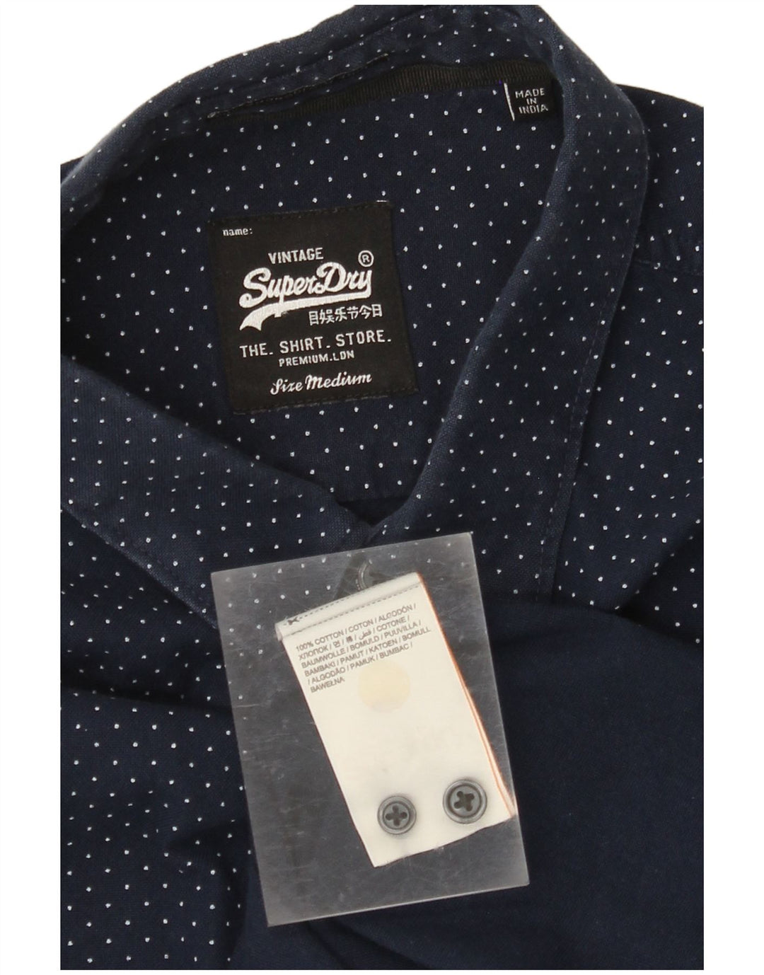 SUPERDRY Herreskjorte Medium Navyblå plettet bomuld