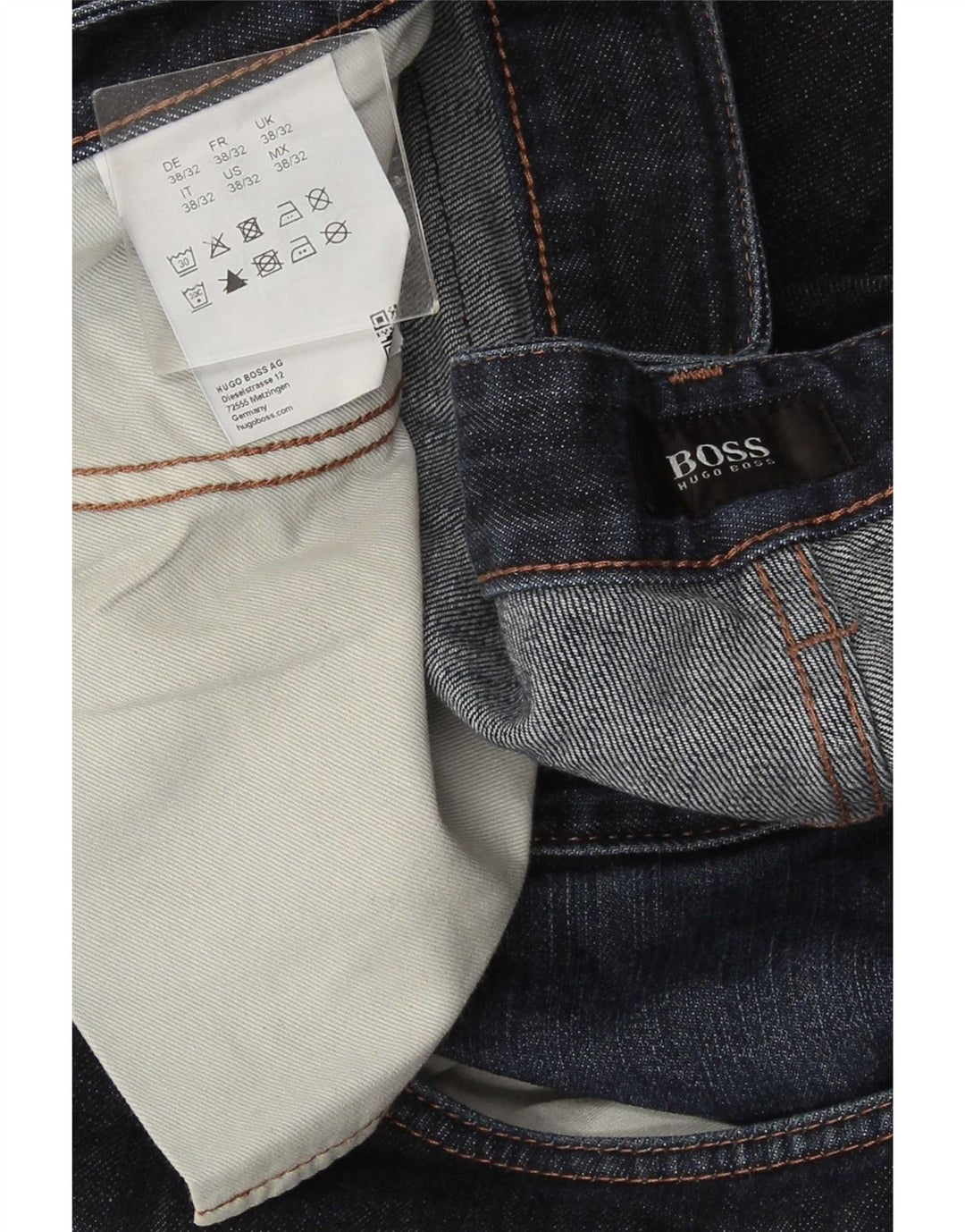 Hugo Boss Straight Jeans til mænd W38 L32 Marineblå bomuld