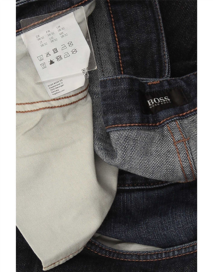 Hugo Boss Straight Jeans til mænd W38 L32 Marineblå bomuld