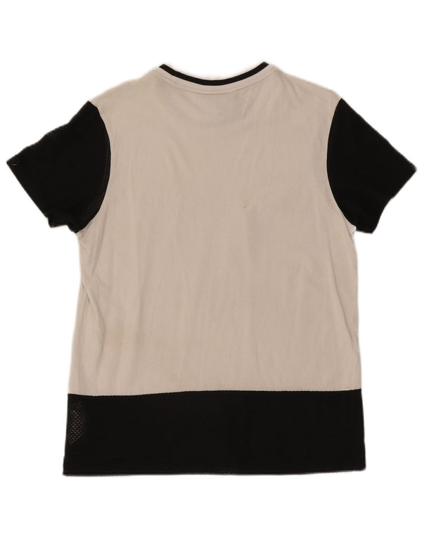 Adidas Dame Grafisk T-Shirt Top UK 8 Small White Colourblock Bomuld