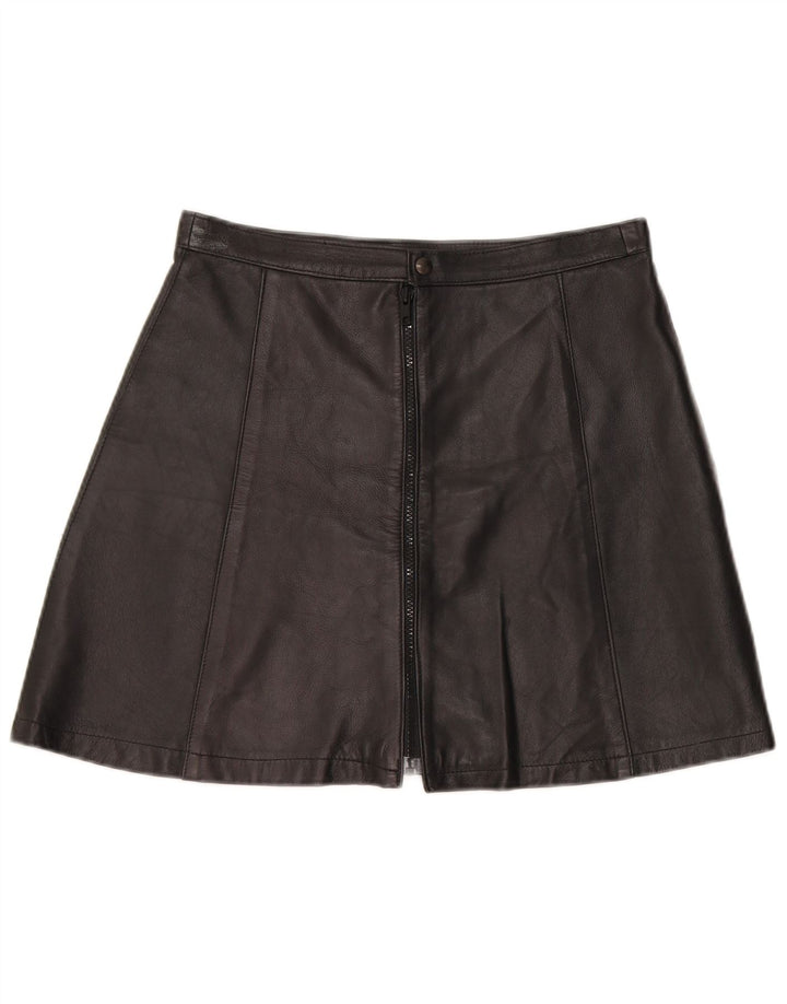 Vintage dame mini læder nederdel W28 Medium Sort