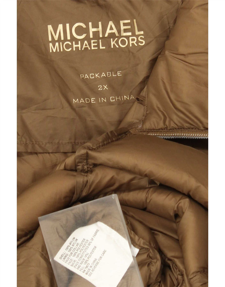 Michael Kors Dame Polstret Frakke UK 20 2XL Brun Nylon