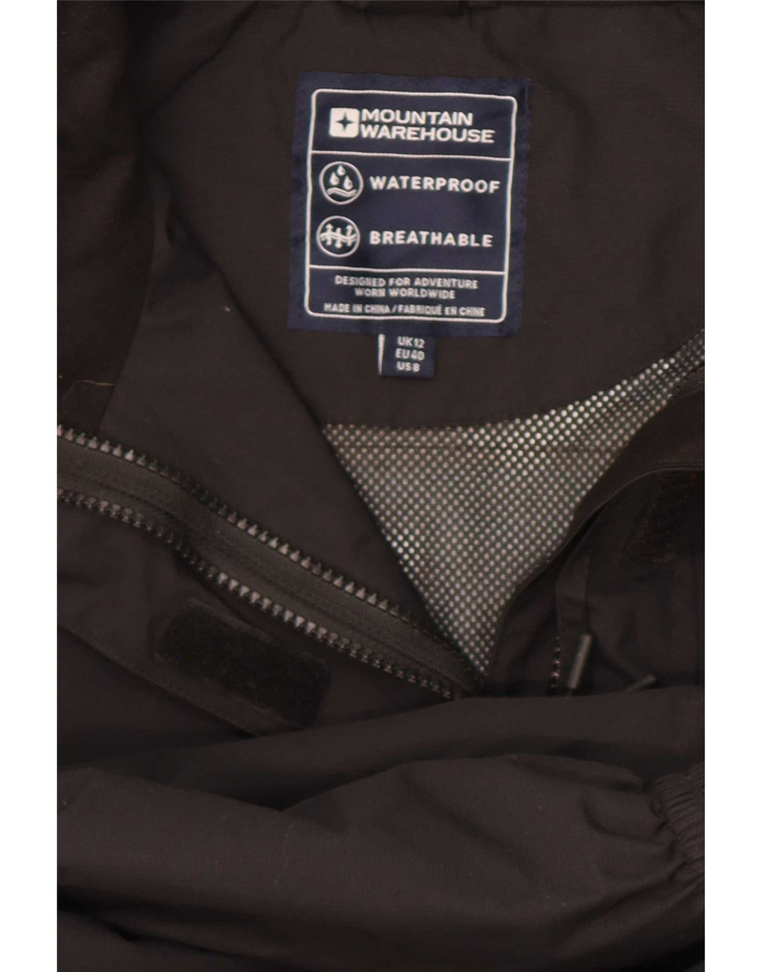 Mountain Warehouse Dame Regnjakke med hætte UK 12 Medium Sort Polyester