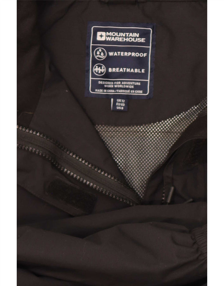 Mountain Warehouse Dame Regnjakke med hætte UK 12 Medium Sort Polyester