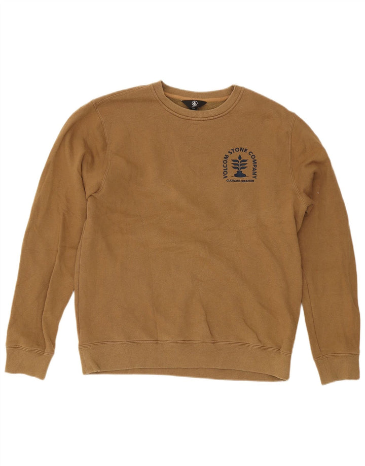 Volcom Herre Grafisk Sweatshirt Jumper Stor Khaki Bomuld