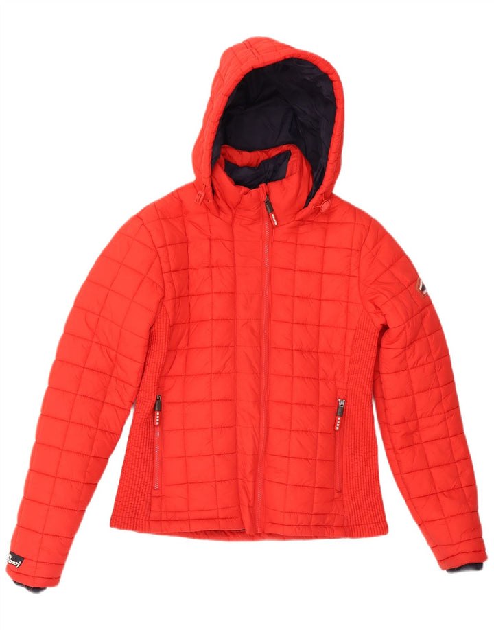 Superdry hættejakke til kvinder UK 14 Large Rød Nylon