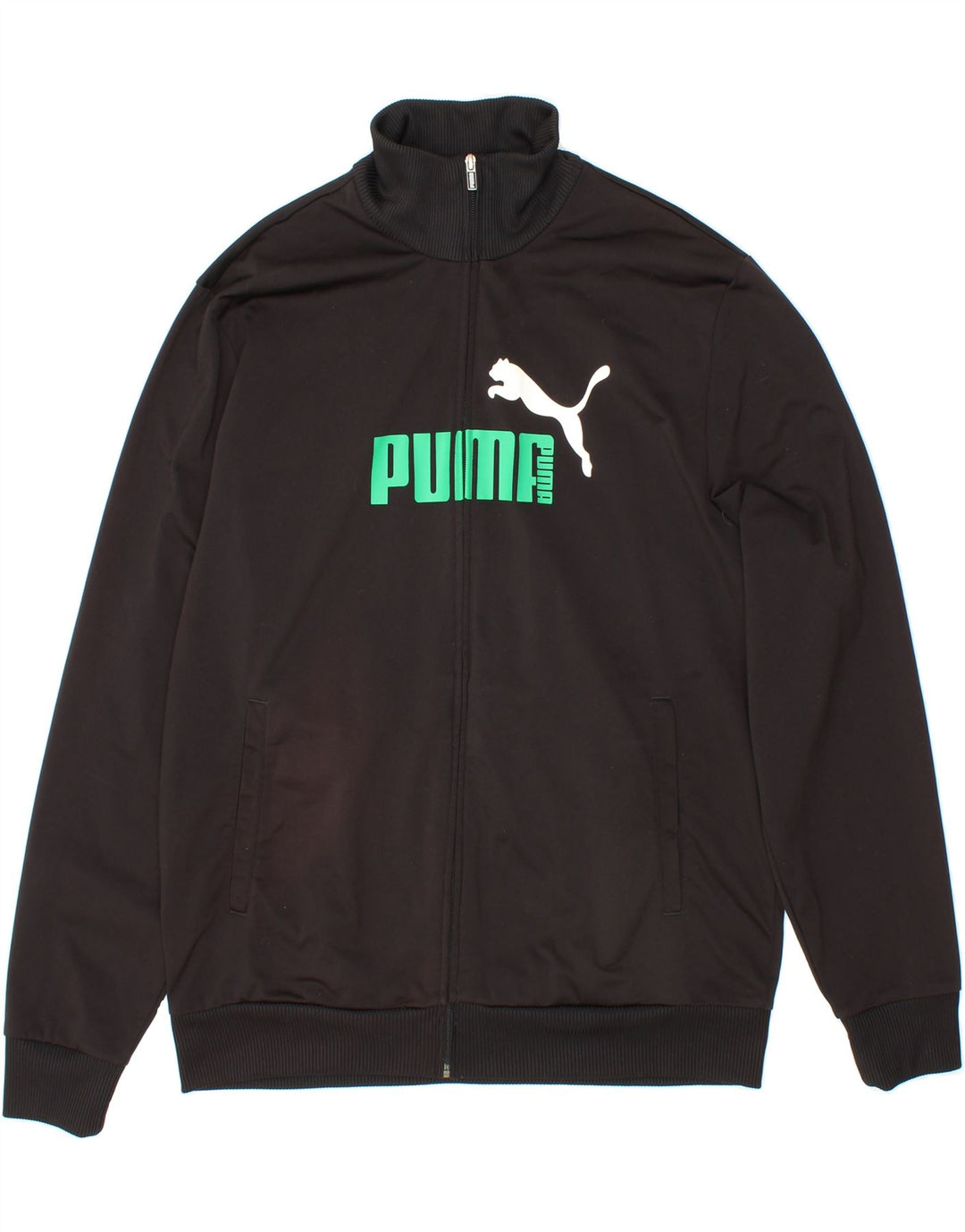 PUMA Mens Graphic Tracksuit Top Jacket Large Black Polyester Vintage Puma and Second-Hand Puma from Messina Hembry 