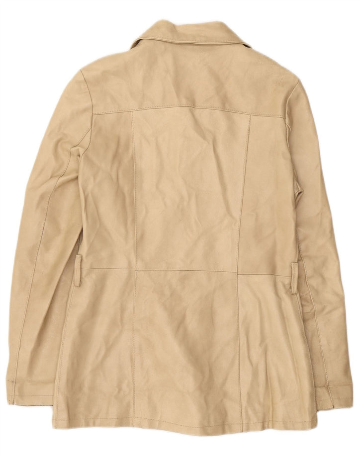 Viamaestra Dame Læderjakke UK 12 Medium Beige Læder