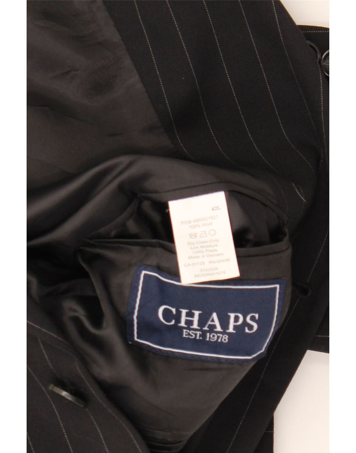 CHAPS Herre 3-knaps blazerjakke UK 42 XL Sort nålestribet uld
