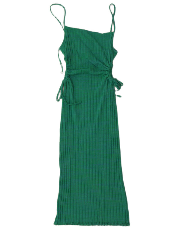 Zara Womens Slip Dress UK 12 Medium Green Bomuld