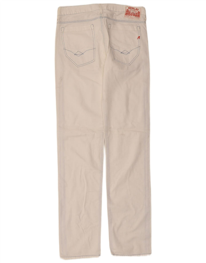 Replay Herre Straight Jeans W31 L34 Hvid Bomuld
