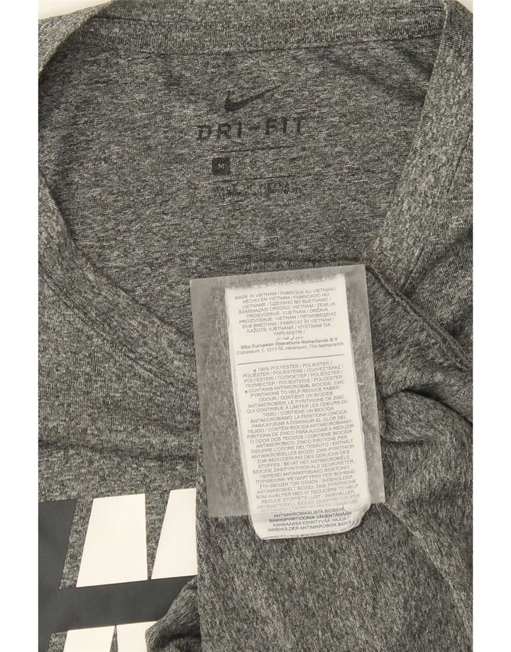 Nike Herre Dri Fit grafisk T-shirt Top Medium Grey Flecked Polyester