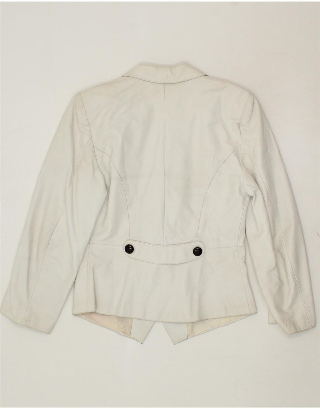 VINTAGE Womens Leather 4 Button Blazer Jacket UK 10 Small White Vintage Vintage and Second-Hand Vintage from Messina Hembry 
