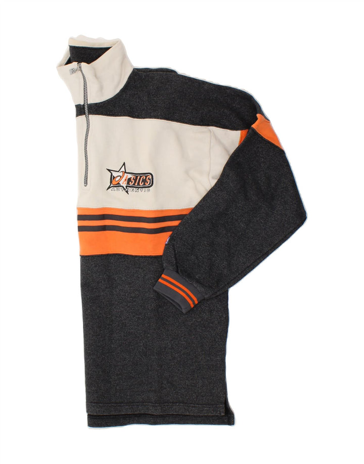 ASICS Sweatshirt med lynlås til mænd, stor sort farveblok bomuld