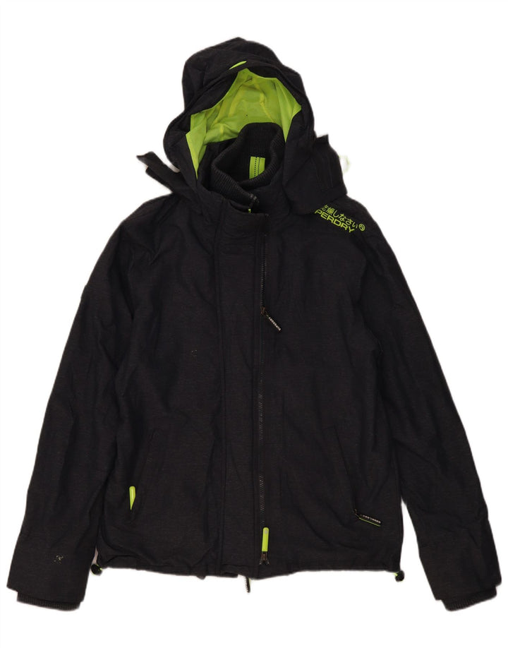SUPERDRY Dame Windcheater Grafisk Windbreaker Jacket UK 16 Large Grey
