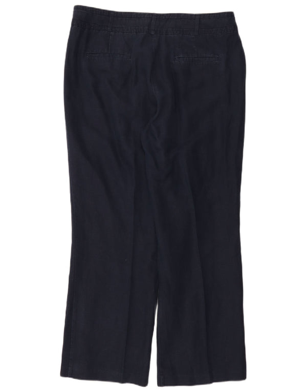 Monsoon kvinders brede ben Casual Bukser UK 16 Large W36 L29 Marineblåt hør