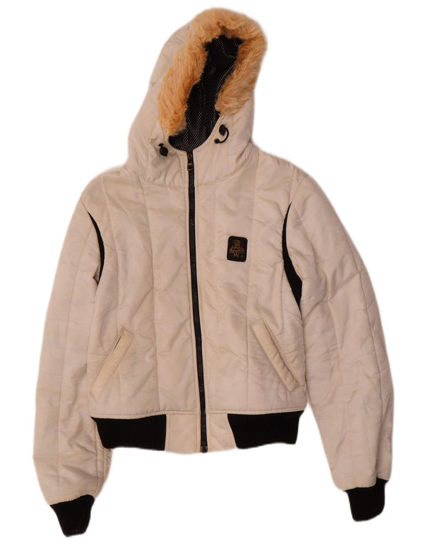Refrigiwear Womens Cruz Hooded Bomber Jacket UK 18 XL Hvid Nylon